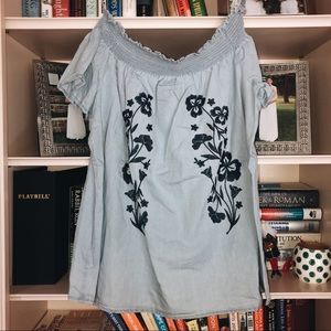 [Forever 21] embroidered off the shoulder top